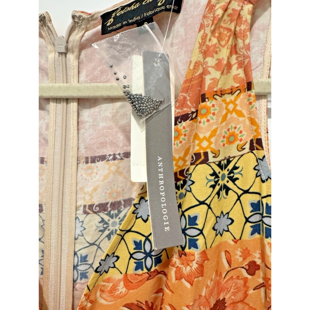 NWT Anthropologie Geisha Designs Rosalinda Patchwork Beaded Maxi Dress Sz S Boho - Picture 3 of 14